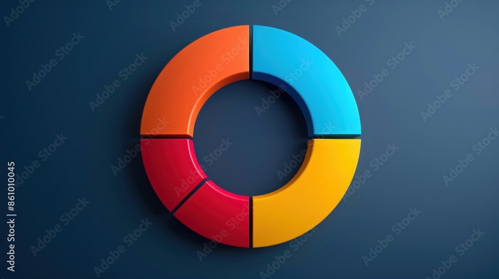 A colorful pie chart with blue, red, yellow, and green slices A colorful pie chart with blue, red, yellow, and green slices