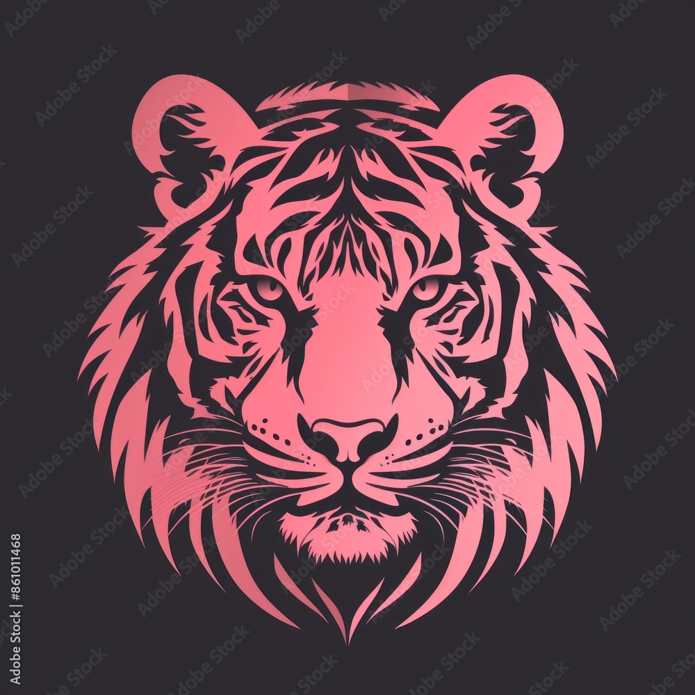 Cute Illustrated Tiger Peacefully With a Pastel Background Cute Illustrated Tiger Peacefully With a Pastel Background