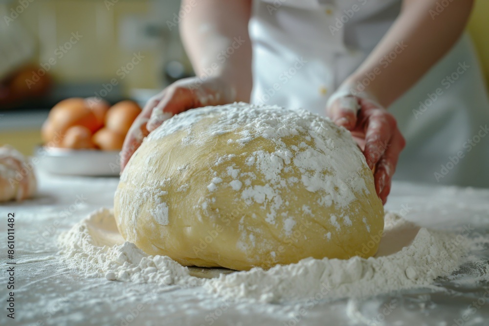 the process of baking round bread in the oven. the process of baking round bread in the oven.