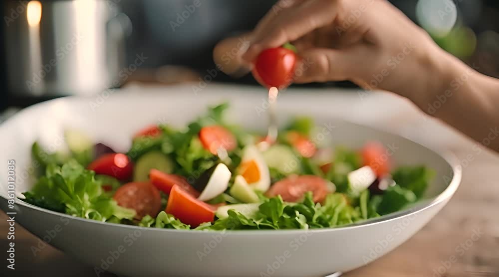 Young Woman Embracing Healthy Eating Habits at Home with Homemade Salad