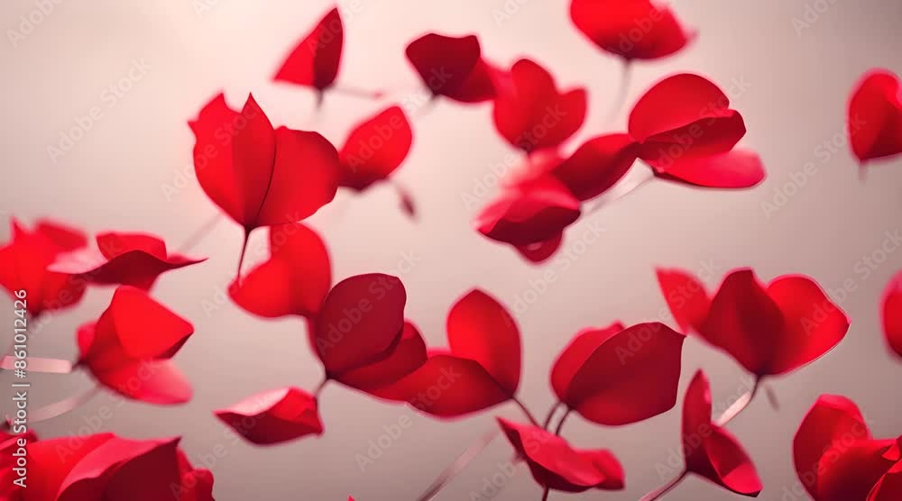 Romantic Floral Backdrop: Red Rose Petals Falling on Black Background Seamlessly Romantic Floral Backdrop: Red Rose Petals Falling on Black Background Seamlessly