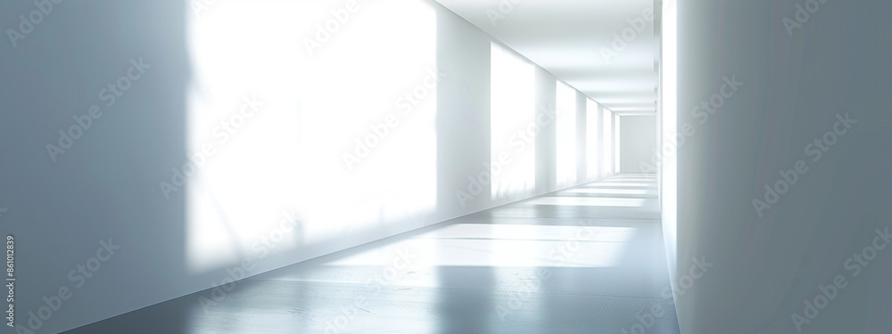 Obraz premium empty room studio gradient used for background and display. white and gray gradient soft light background of studio room for art work design. Empty room with shadows of window.