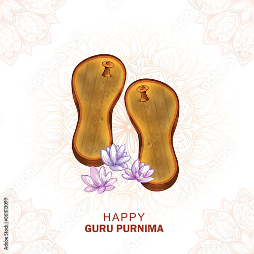 Guru purnima celebration on guru paduka greeting card
