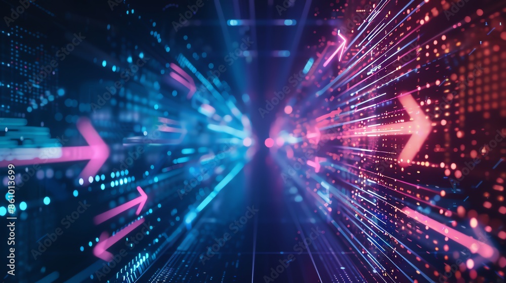 Background close up photorealistic Arrows and Flow Lines Connecting network , glow colors, neon color, long exposure, banner 16:9 Background close up photorealistic Arrows and Flow Lines Connecting network , glow colors, neon color, long exposure, banner 16:9