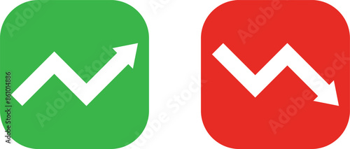 Uptrend and downtrend arrow icon set. Vectors.