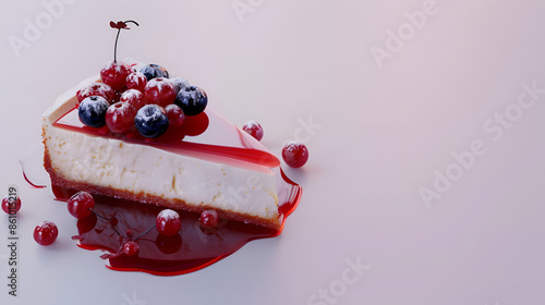 Cheesecake with fresh red currants syrup and mint leaves isolated on white background,
Delicious Raspberry Torte isolated on white background
