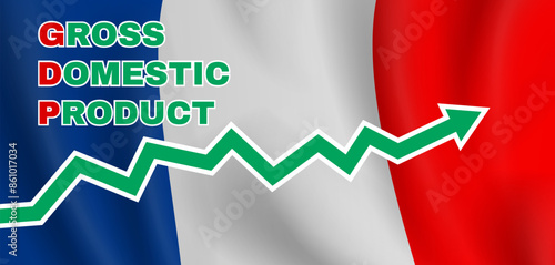 France Gross Domestic Product graph GDP French  flag background vector illustration