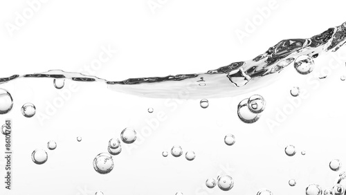 水面と気泡、炭酸水や清潔感や洗濯をイメージする水中の泡 photo