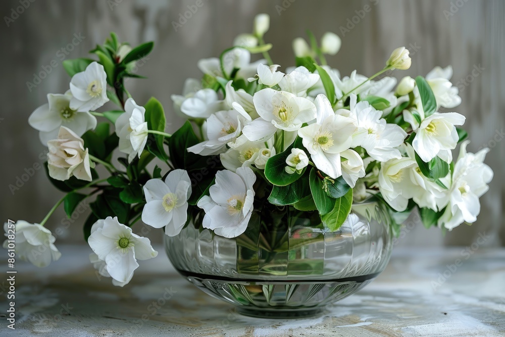 White floral arrangement on light backdrop White floral arrangement on light backdrop