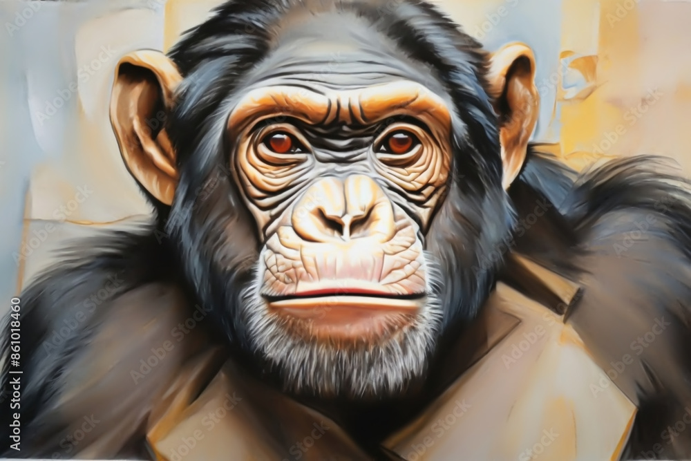 A painting of a chimpanzee 4. A painting of a chimpanzee 4.