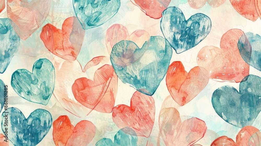 Abstract Watercolor Hearts Background Abstract Watercolor Hearts Background