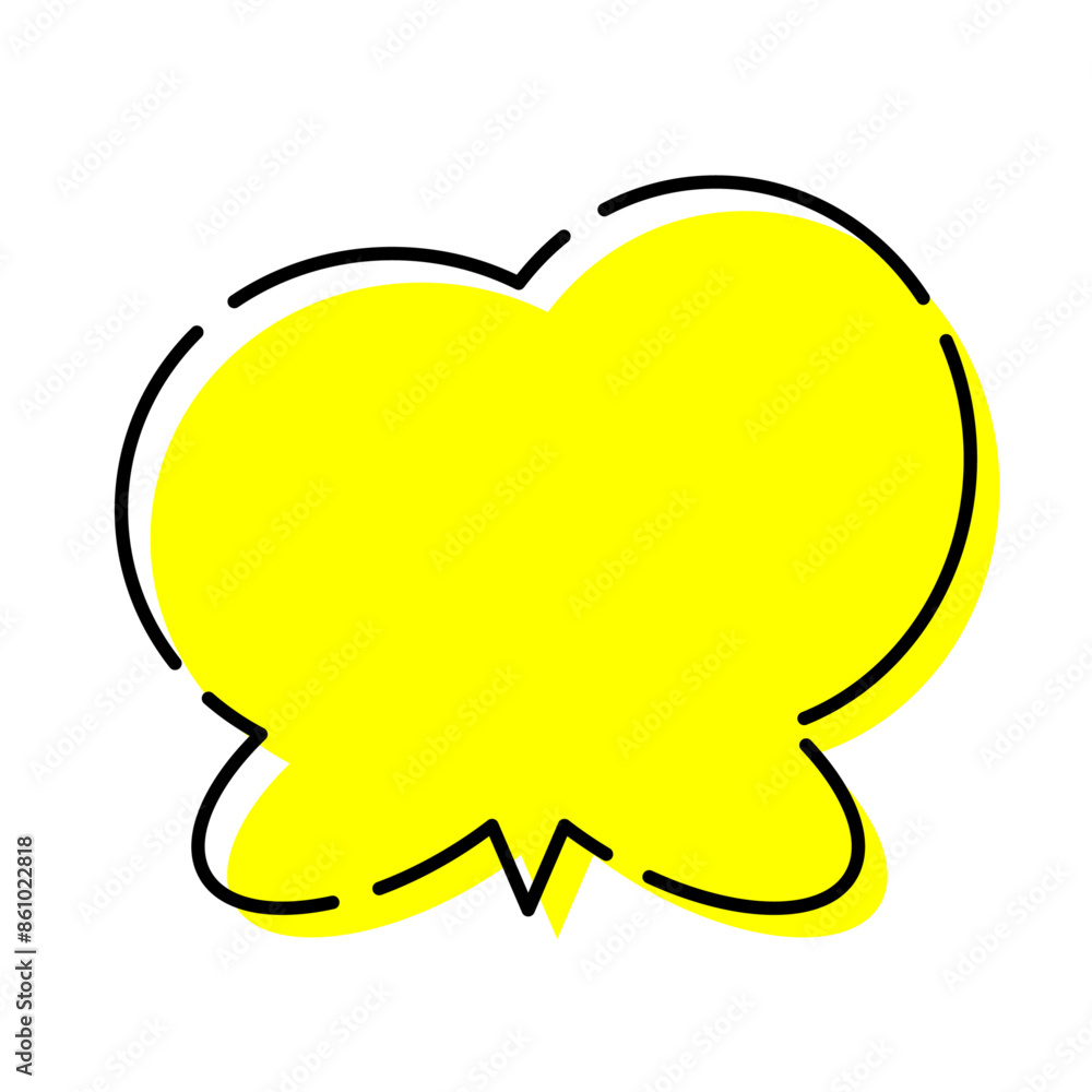 シンプルなふきだし もくもく 破線色ずれ 黄色