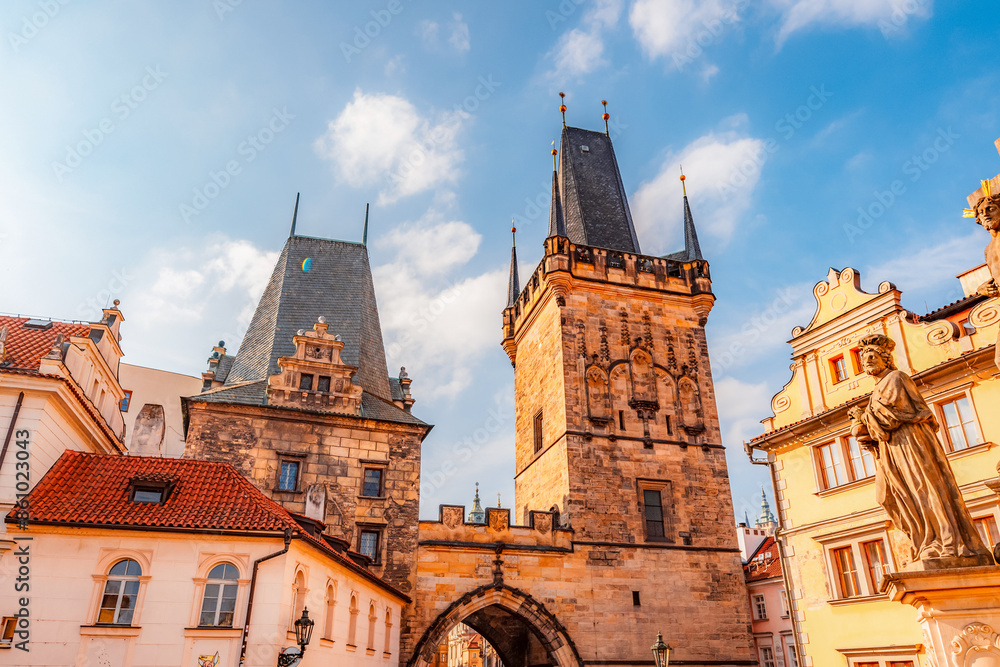 View of the city of Prague and the Vltava river from St Nicholas Church at Mala Strana (Kostel sv. Mikulase) in Prague, Czech Republic. View of the city of Prague and the Vltava river from St Nicholas Church at Mala Strana (Kostel sv. Mikulase) in Prague, Czech Republic.