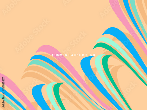 Unique artistic summer card with multicolored background, shapes and geometric elements in memphis style. Abstract design card perfect for prints, flyers, banners, invitations, charters, etc.