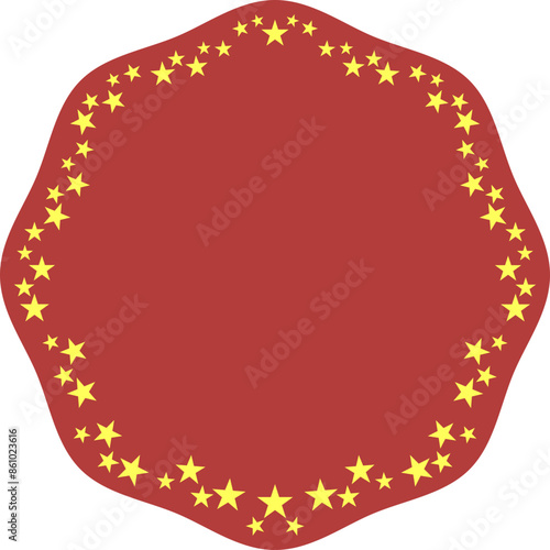 Zig zag wavy edge circle badge illustration. Blank copy space for your design 