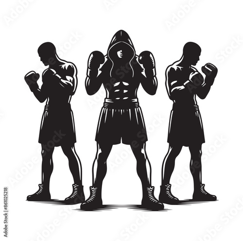A boxer stand with pose silhouette illustration