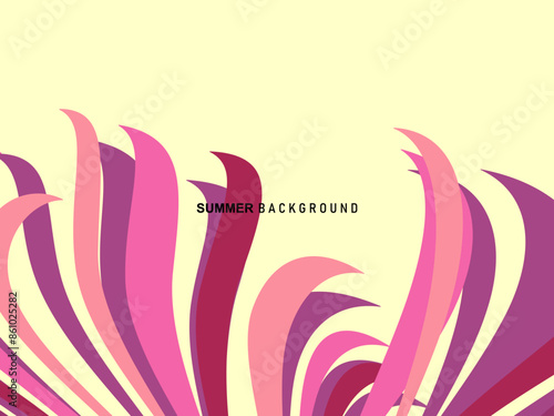 Unique artistic summer card with multicolored background, shapes and geometric elements in memphis style. Abstract design card perfect for prints, flyers, banners, invitations, charters, etc.