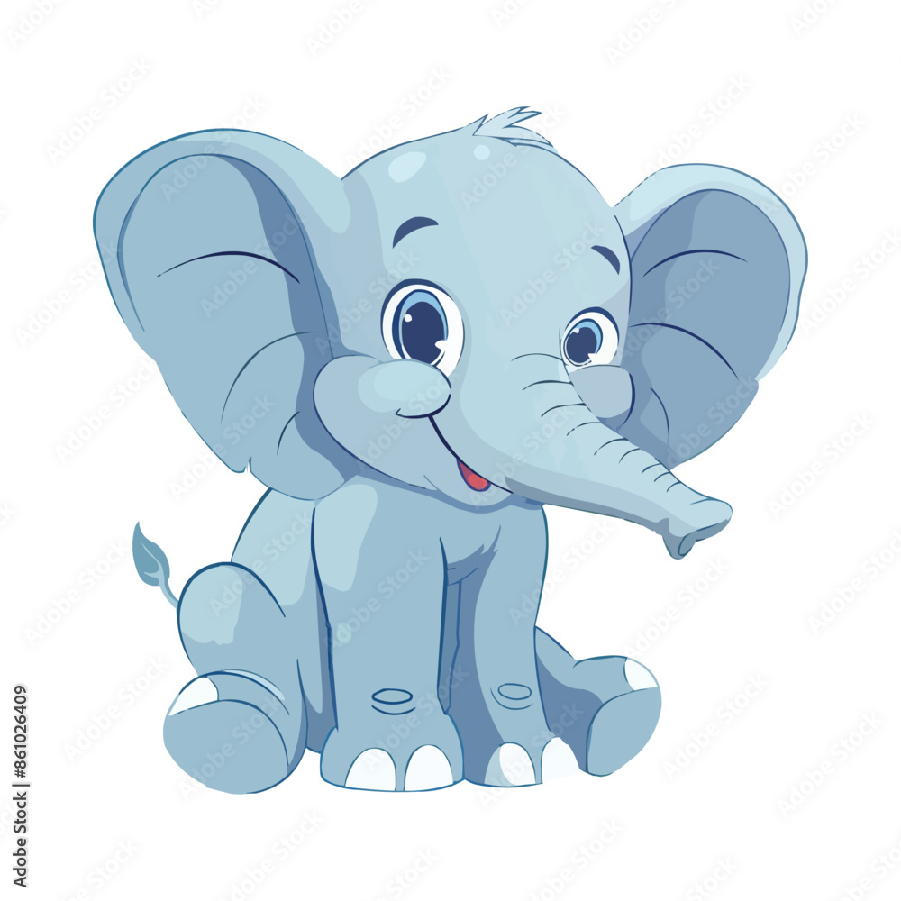 happy Elephant cartoon character on white background happy Elephant cartoon character on white background