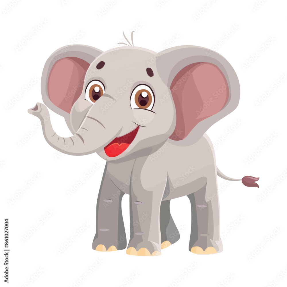 happy Elephant cartoon character on white background happy Elephant cartoon character on white background