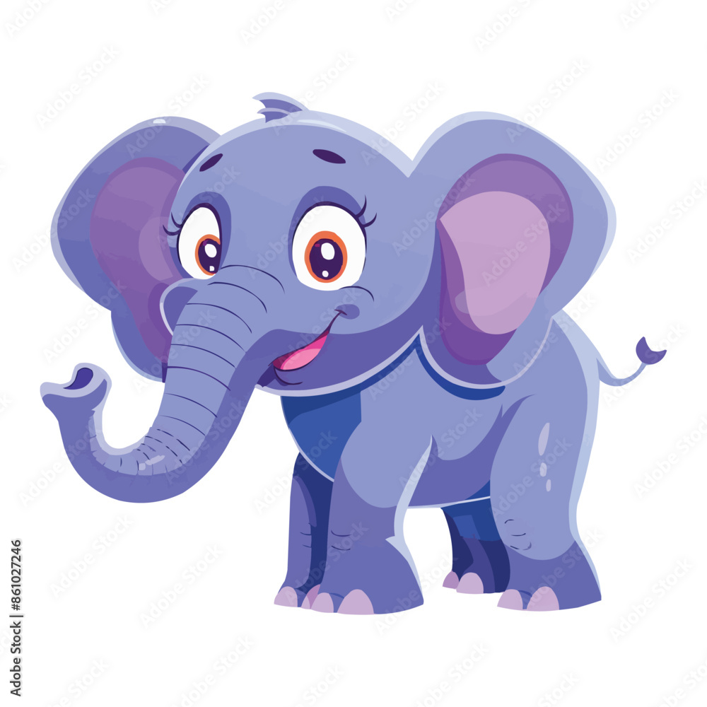 Fototapeta premium happy Elephant cartoon character on white background