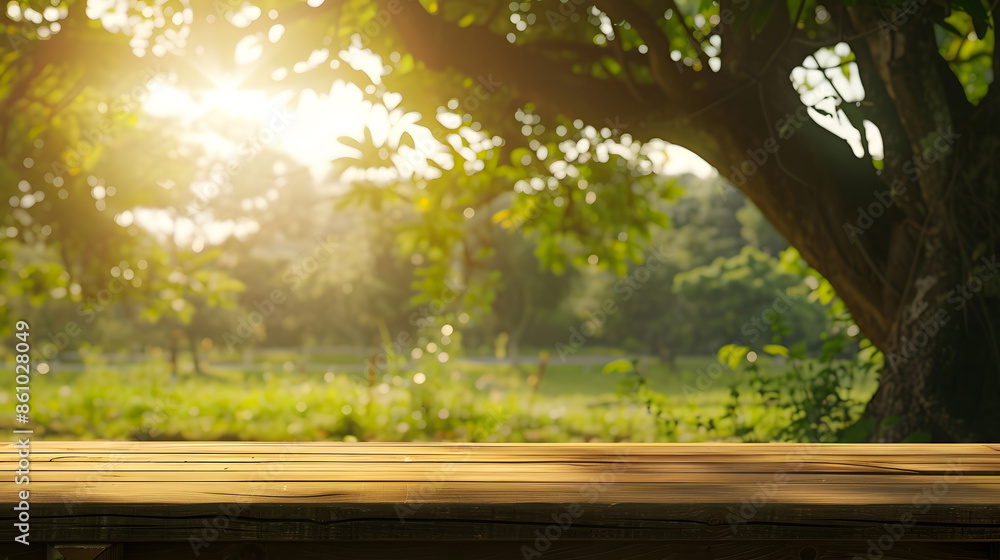 Tree Table wood Podium in farm display for food perfume and other products on nature background Table in farm with grass Sunlight at morning : Generative AI Tree Table wood Podium in farm display for food perfume and other products on nature background Table in farm with grass Sunlight at morning : Generative AI
