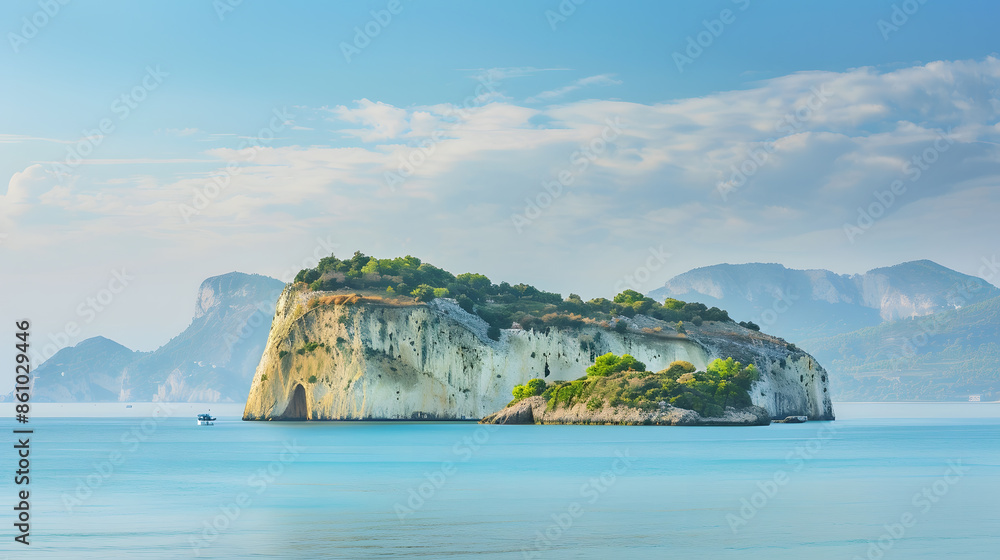 Bright spring view of the Cameo Island Picturesque morning scene on the Port Sostis Zakinthos island Greece Europe Beauty of nature concept background : Generative AI Bright spring view of the Cameo Island Picturesque morning scene on the Port Sostis Zakinthos island Greece Europe Beauty of nature concept background : Generative AI