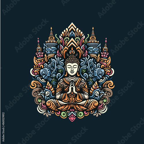 vector illustration idea of buddha