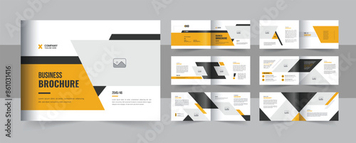 Landscape business brochure layout, 12 pages corporate landscape brochure template design