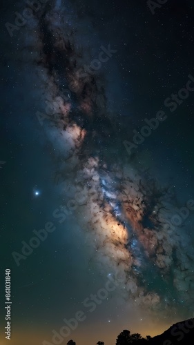 Wallpaper Mural A stunning view of the Milky Way galaxy stretching across the night sky, showcasing detailed cosmic clouds and countless stars. Torontodigital.ca