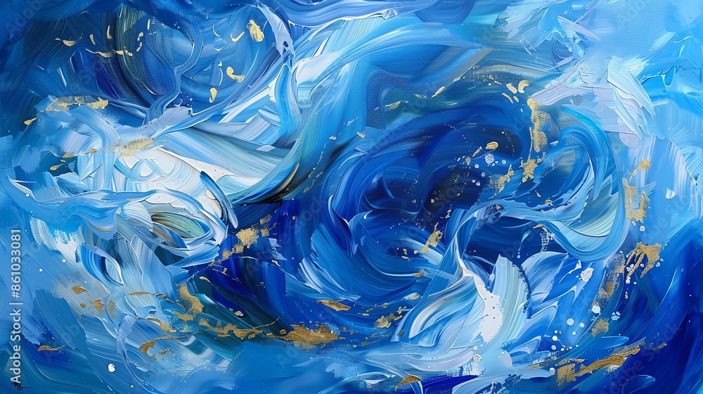 Elegant Marbled Blue and Gold Waves - Abstract ocean waves with luxurious gold accents Elegant Marbled Blue and Gold Waves - Abstract ocean waves with luxurious gold accents