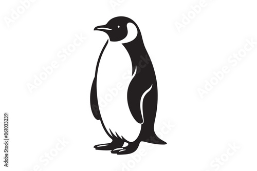 Penguin silhouette vector art illustration.