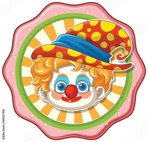 Cheerful clown with a bright hat and makeup