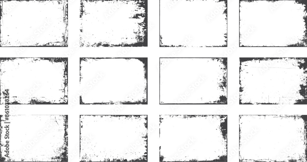 Overlay old frame and border effect torn and crumpled grunge pattern for poster or vinyl album cover. Vector of rough, dirty, grainy design, poster frame, cover. Overlay old frame and border effect torn and crumpled grunge pattern for poster or vinyl album cover. Vector of rough, dirty, grainy design, poster frame, cover.
