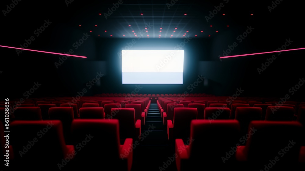Empty Movie Theater with Red Seats Empty Movie Theater with Red Seats