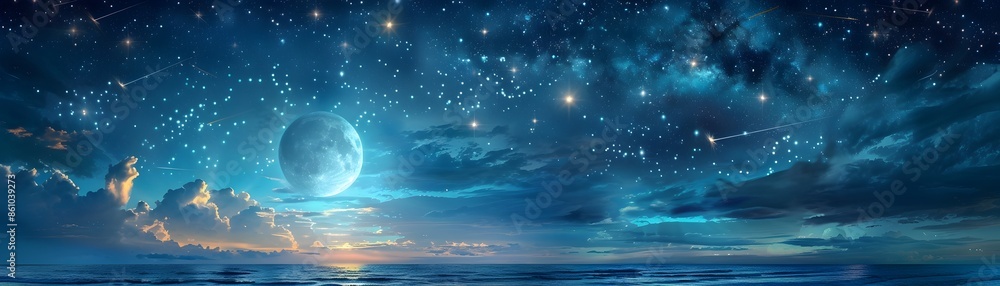 Magical Nighttime Sky with Shooting Stars Glowing Moon and Twinkling Constellations for Bedtime Tales and Kid s Magical Nighttime Sky with Shooting Stars Glowing Moon and Twinkling Constellations for Bedtime Tales and Kid s
