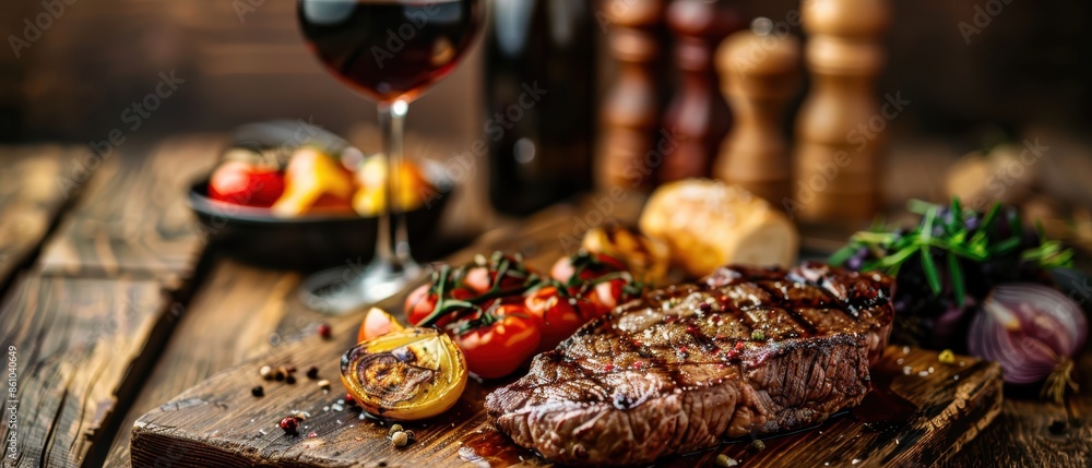 Gourmet food on a wooden table, with rustic decor, vintage, warm tones, high-definition photography Gourmet food on a wooden table, with rustic decor, vintage, warm tones, high-definition photography