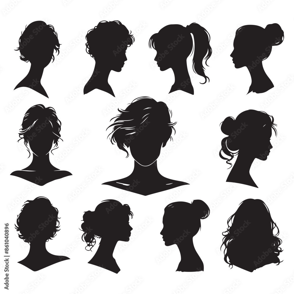 Silhouette set of a person head and shoulders Silhouette set of a person head and shoulders