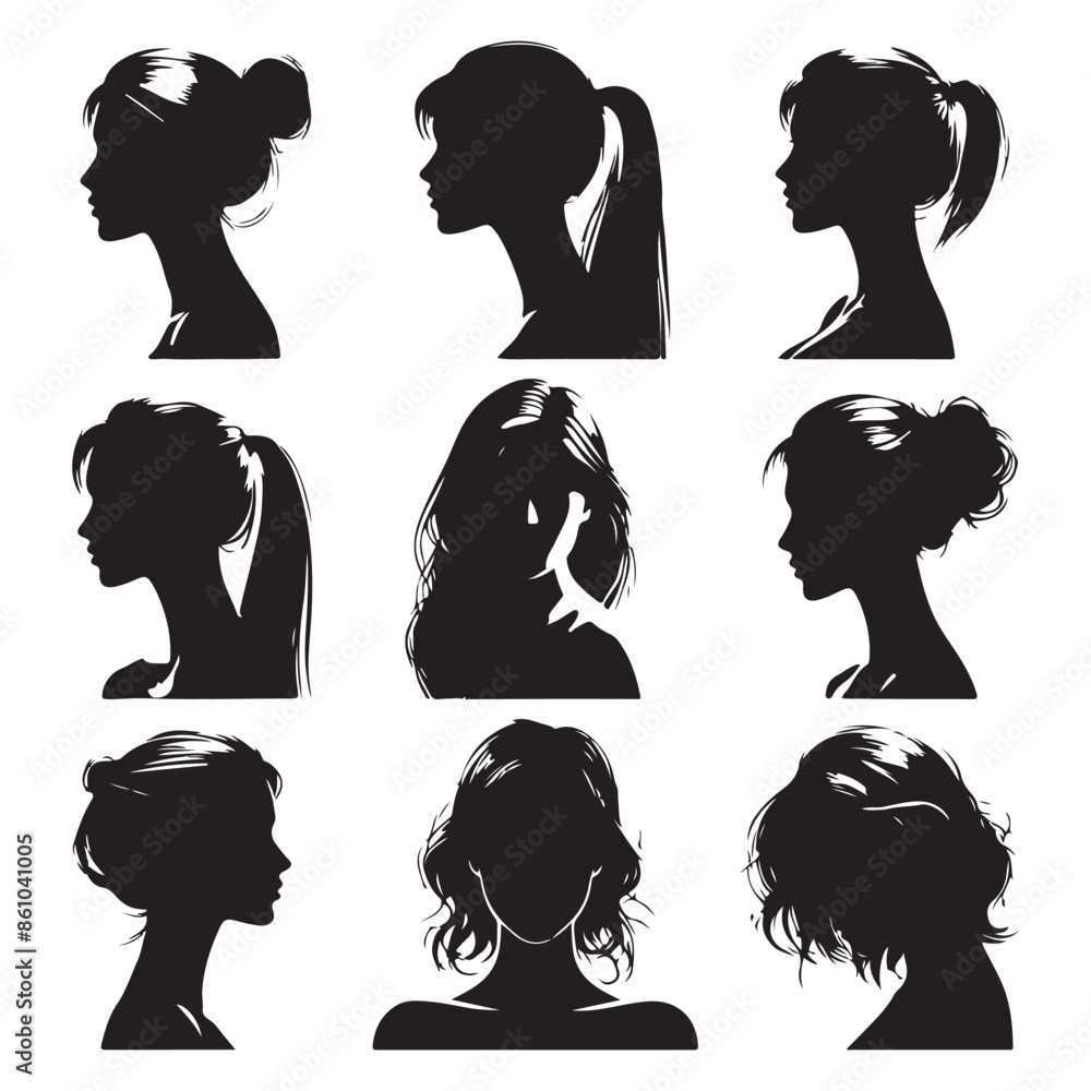 Silhouette set of a person head and shoulders Silhouette set of a person head and shoulders