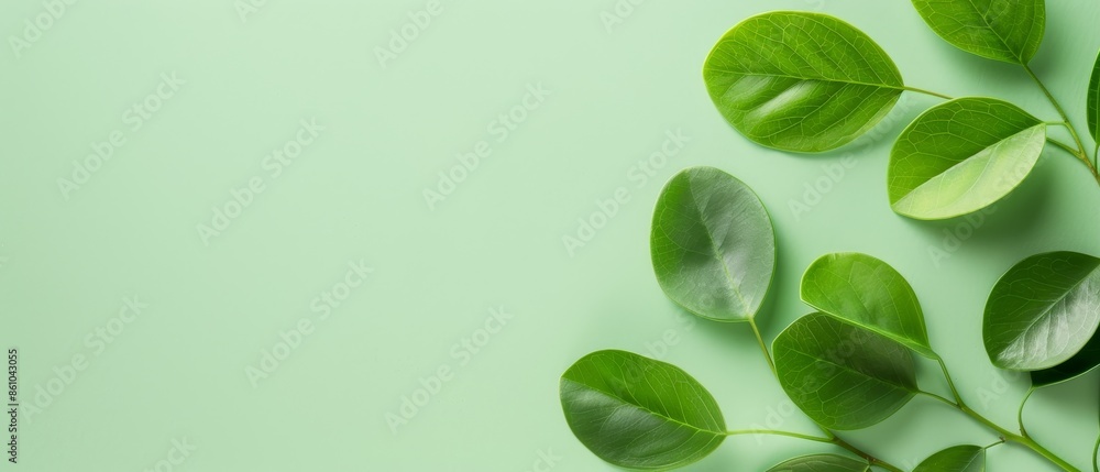 Minimalist green leaves on a pastel background, providing a fresh and natural aesthetic perfect for design projects and nature themes. Minimalist green leaves on a pastel background, providing a fresh and natural aesthetic perfect for design projects and nature themes.