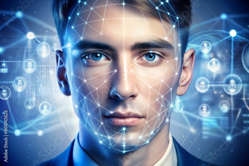 Wallpaper Mural Face detection and recognition of man. Computer vision and machine learning concept. Ai generated Torontodigital.ca