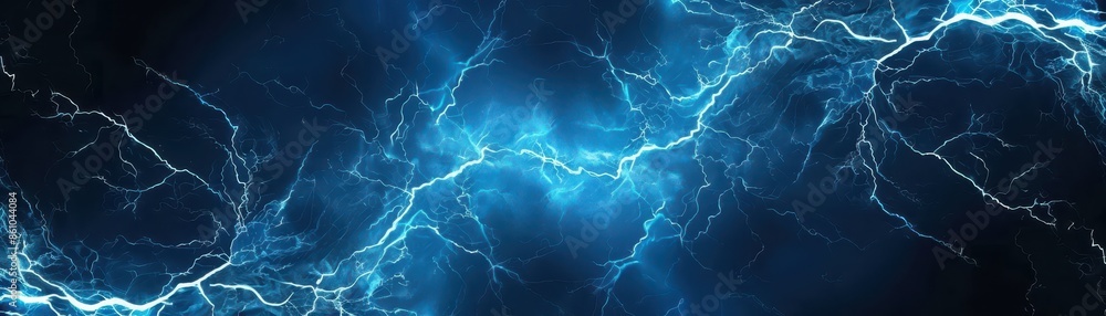Fototapeta premium Lightning frames, blue electric borders of rectangular
