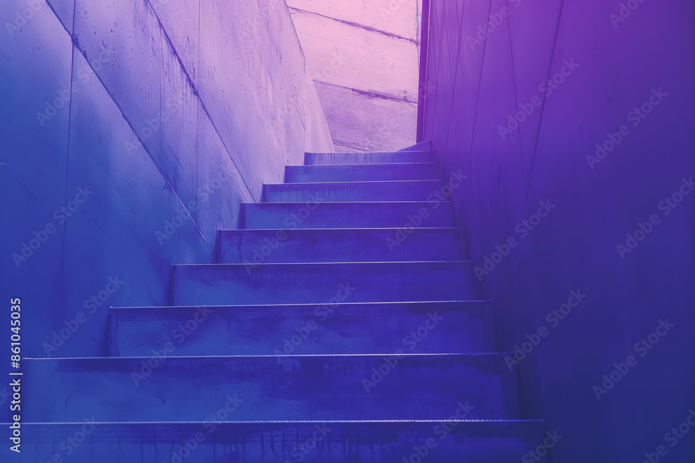 Fototapeta premium Empty stairway leading upwards in modern building
