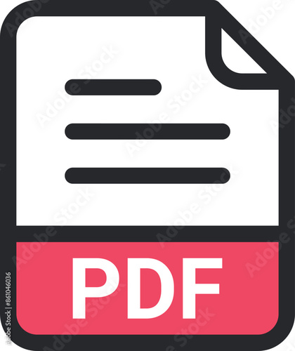 Pdf file icon vector. symbol, sign, extension, format