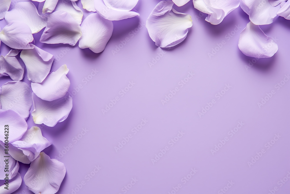 Purple rose petals forming border on purple background with copy space Purple rose petals forming border on purple background with copy space