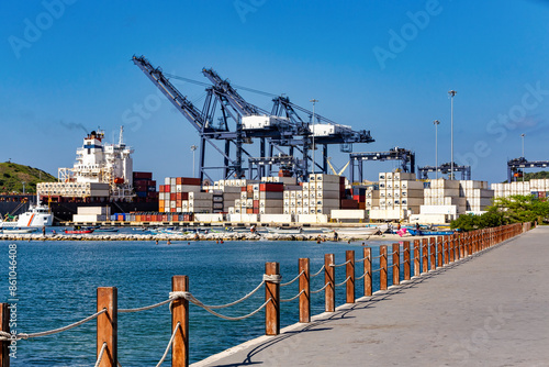 Port of Santa Marta, major commercial port importing grain and general cargo and exporting coal, bagged coffee and others. Colombia