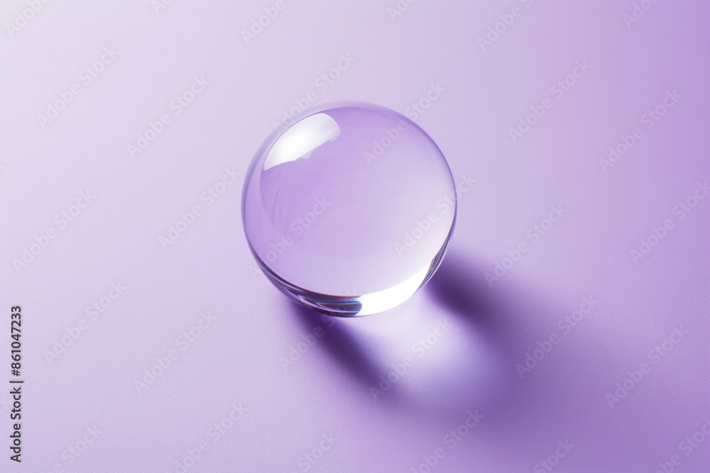Glass sphere casting shadow on purple background Glass sphere casting shadow on purple background
