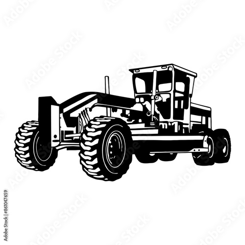 Photos motor grader heavy equipment vector illustration, motor grader heavy equipment L