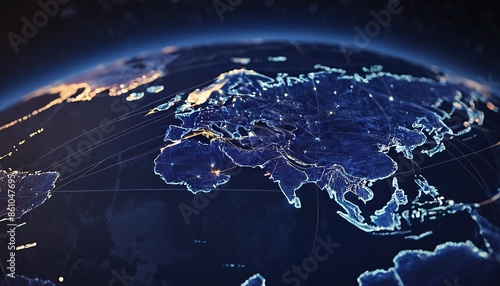 global density map in slack blue tone for technology concepts and network coverage