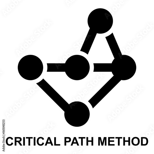  critical path method, cpm, pert, diagram, project management solid glyph icon
