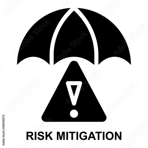 risk mitigation, risk, problem, warning, mitigation, umbrella solid glyph icon